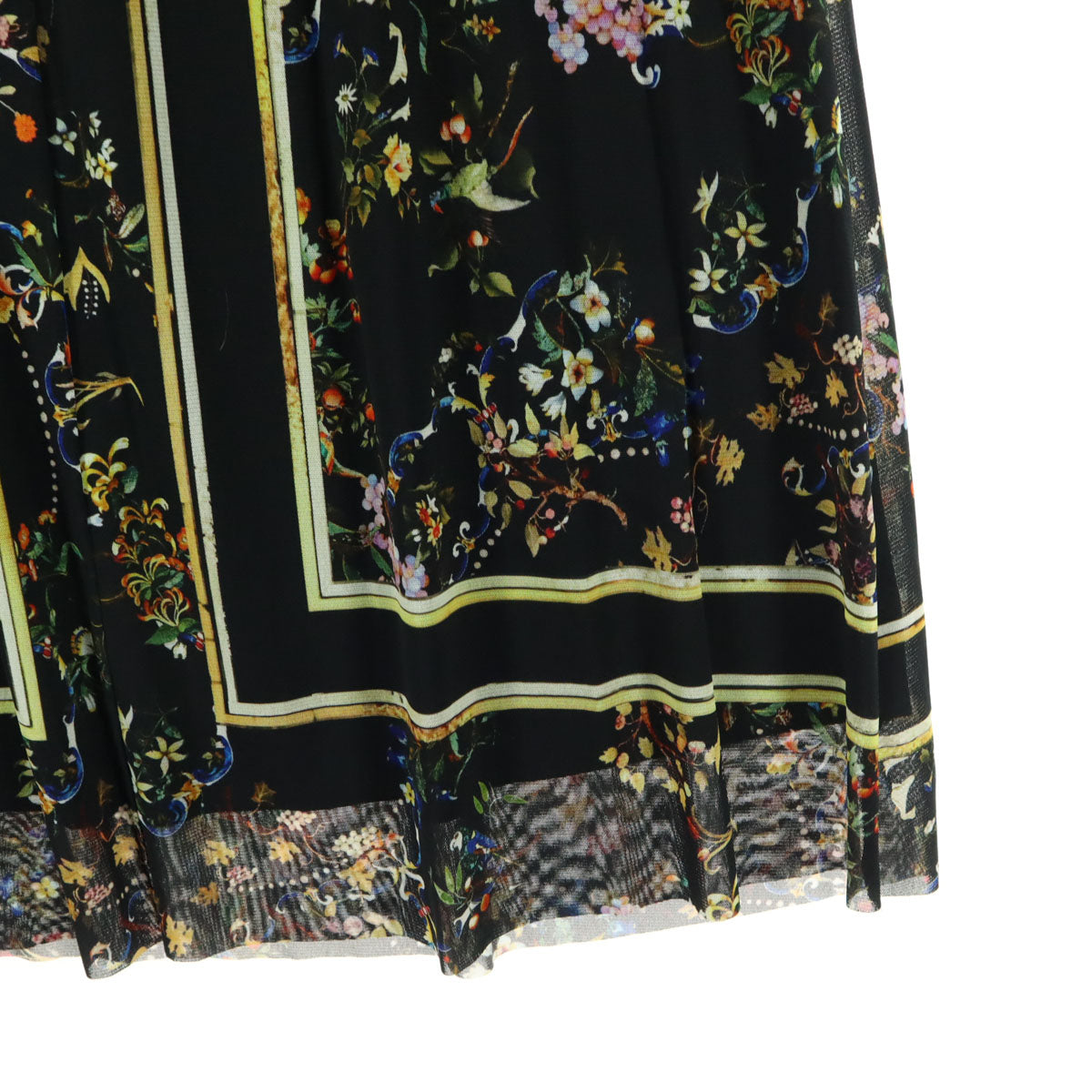 美品 VIVIENNE TAM ヴィヴィアンタム 日本製 花柄 ロング丈 フレアスカート 42 ブラック レディース