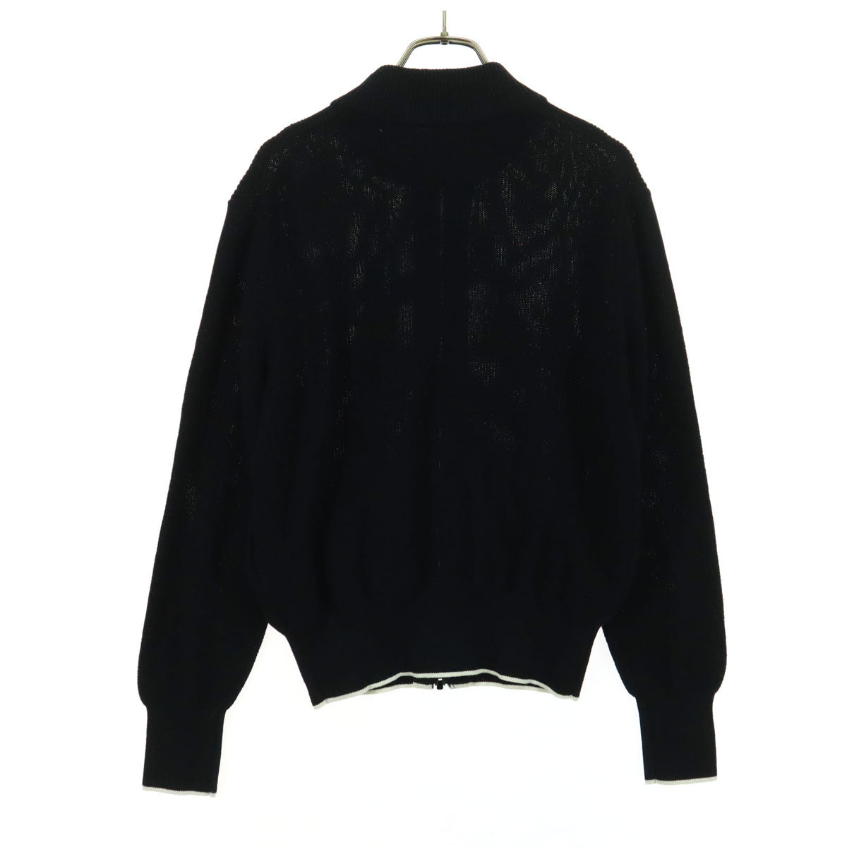 PLAIN PEOPLE プレインピープル バイカラー 長袖 ダブルジップ コットン ニットジャケット 4 ブラック レディース