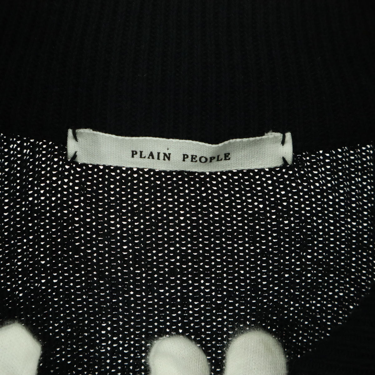 PLAIN PEOPLE プレインピープル バイカラー 長袖 ダブルジップ コットン ニットジャケット 4 ブラック レディース