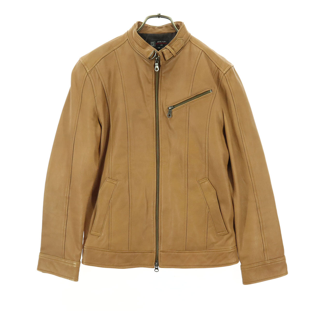 MICHEL KLEIN ミッシェルクラン 長袖 レザー シングルライダースジャケット 46 ブラウン 山羊革 レディース