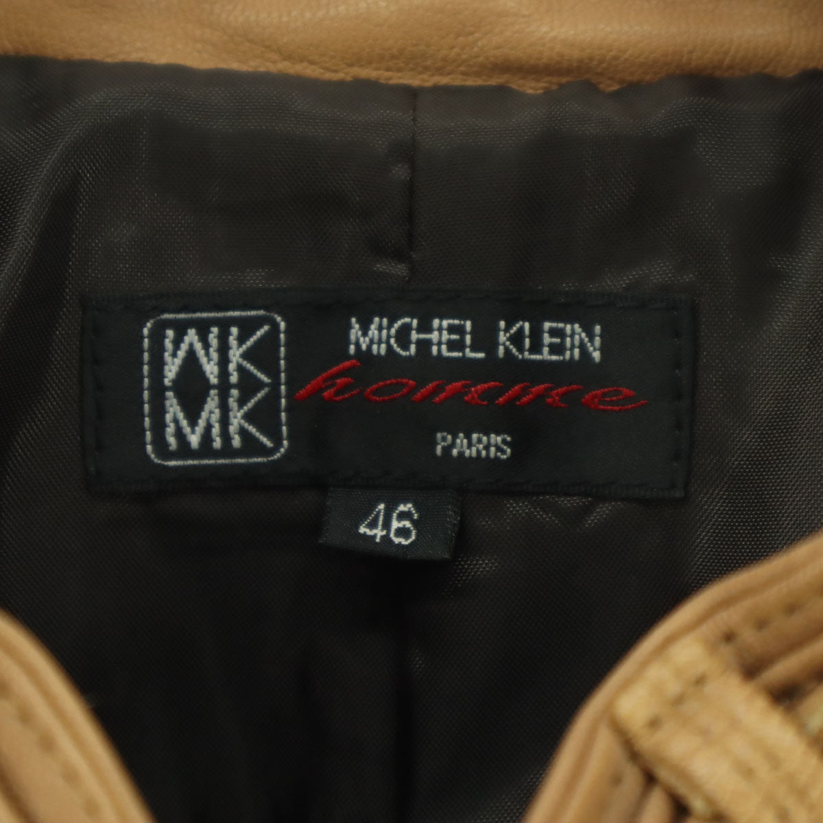 MICHEL KLEIN ミッシェルクラン 長袖 レザー シングルライダースジャケット 46 ブラウン 山羊革 レディース