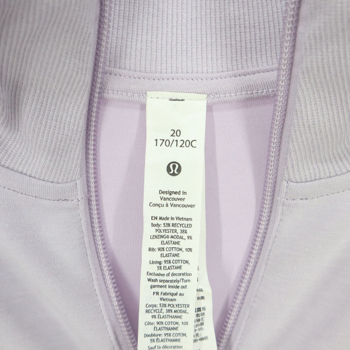 美品 lululemon ルルレモン 長袖 ハーフジップ 膝丈ワンピース 20 パープル レディース