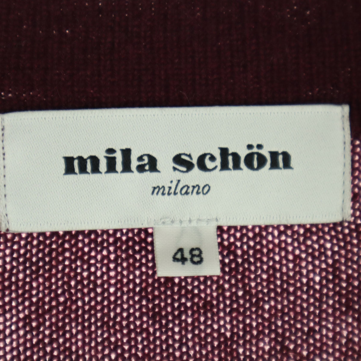mila schon ミラショーン カシミヤ 日本製 刺繍ロゴ 長袖 ニットカーディガン 48 レッド系 メンズ