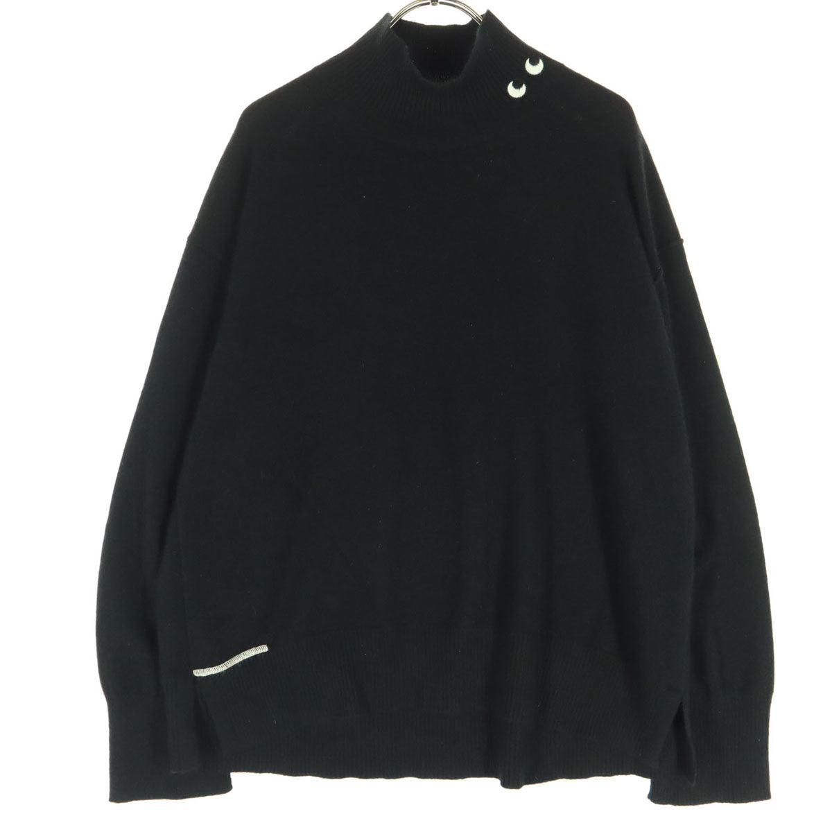 UNIQLO ユニクロ ANYA HINDMARCH アニヤハインドマーチ コラボ カシミヤ ワンポイントロゴ 長袖 ハイネック セーター L ブラック レディース