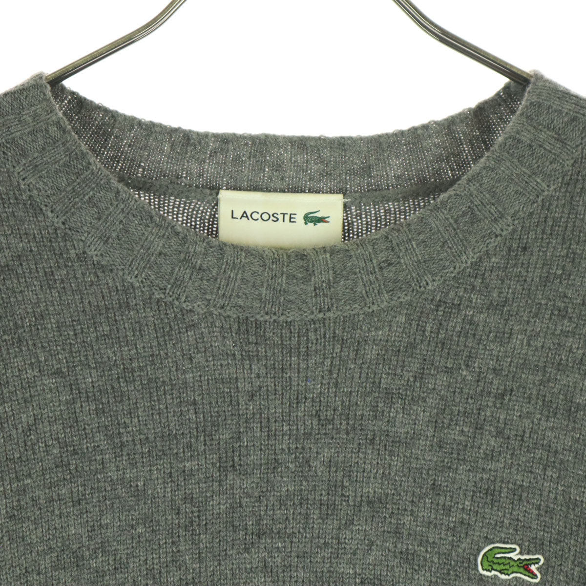 LACOSTE ラコステ カシミヤ混 ワンポイント 長袖 ニット S グレー メンズ