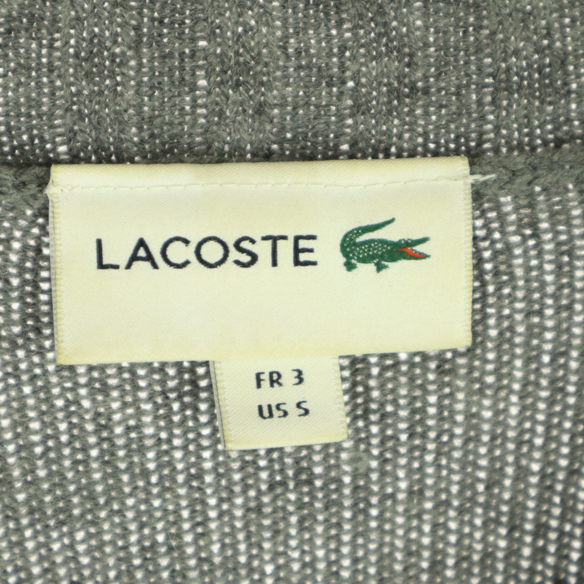 LACOSTE ラコステ カシミヤ混 ワンポイント 長袖 ニット S グレー メンズ