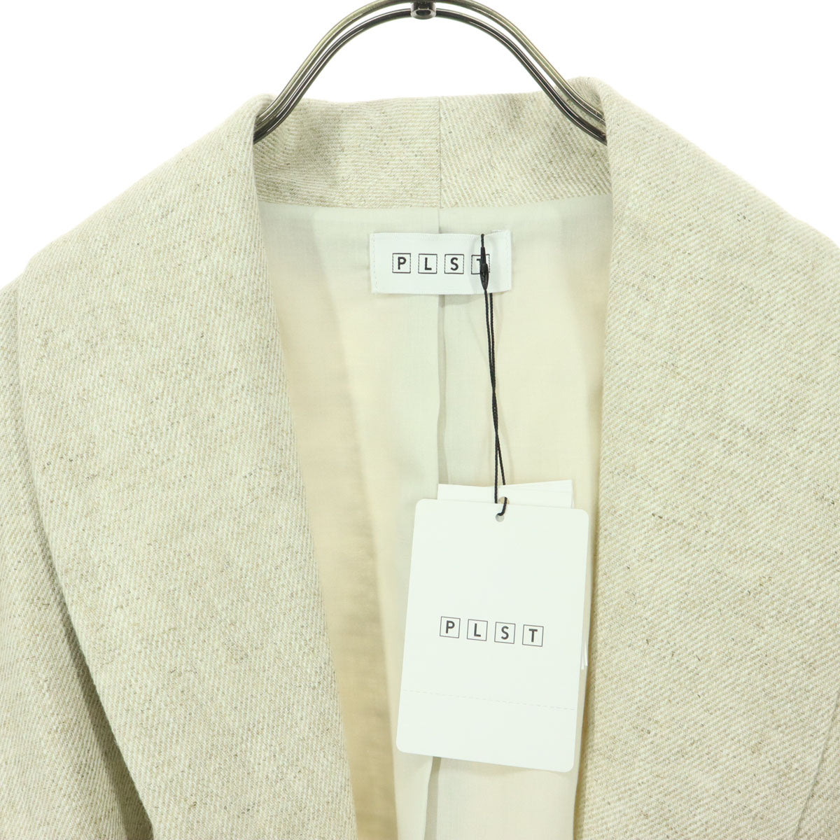 美品 PLST プラステ 長袖 ショールカラー ガウンコート S リネンブレンド レディース