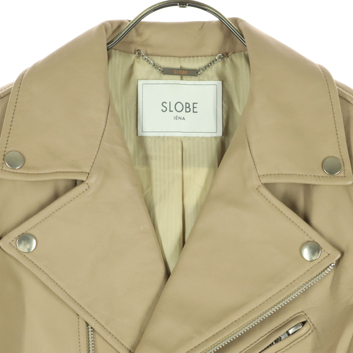 SLOBE IENA スローブイエナ 長袖 レザー ダブルライダースジャケット 38 ブラウン系 羊革 レディース