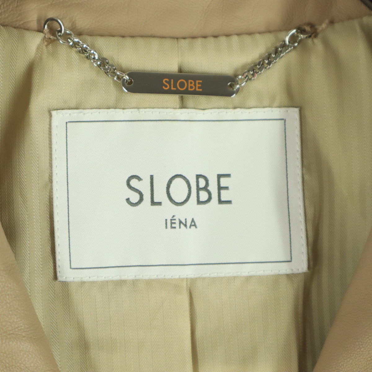 SLOBE IENA スローブイエナ 長袖 レザー ダブルライダースジャケット 38 ブラウン系 羊革 レディース