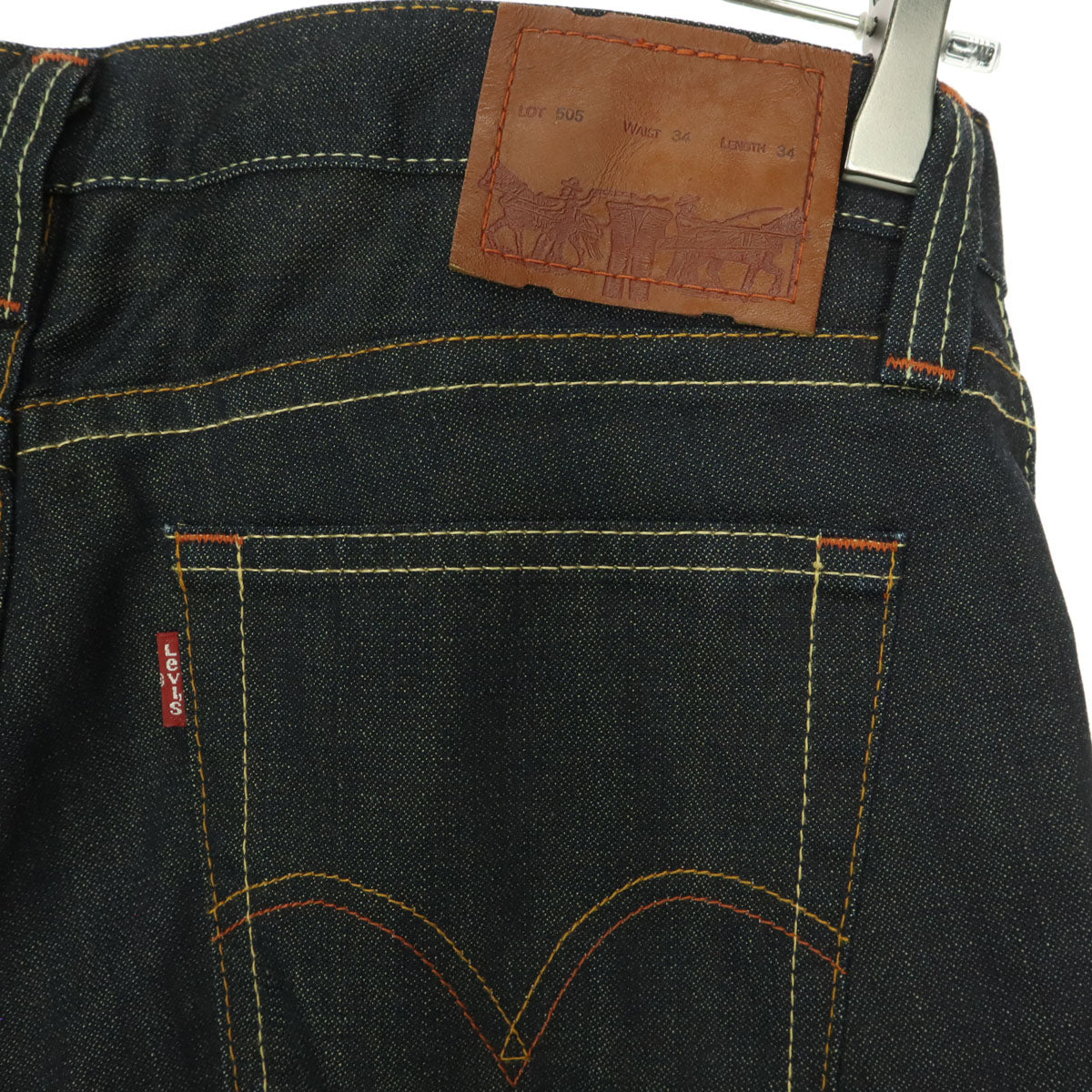 美品 LEVI'S PREMIUM リーバイスプレミアム 505 日本製 コットン ストレートデニムパンツ w34 ブルー系 メンズ