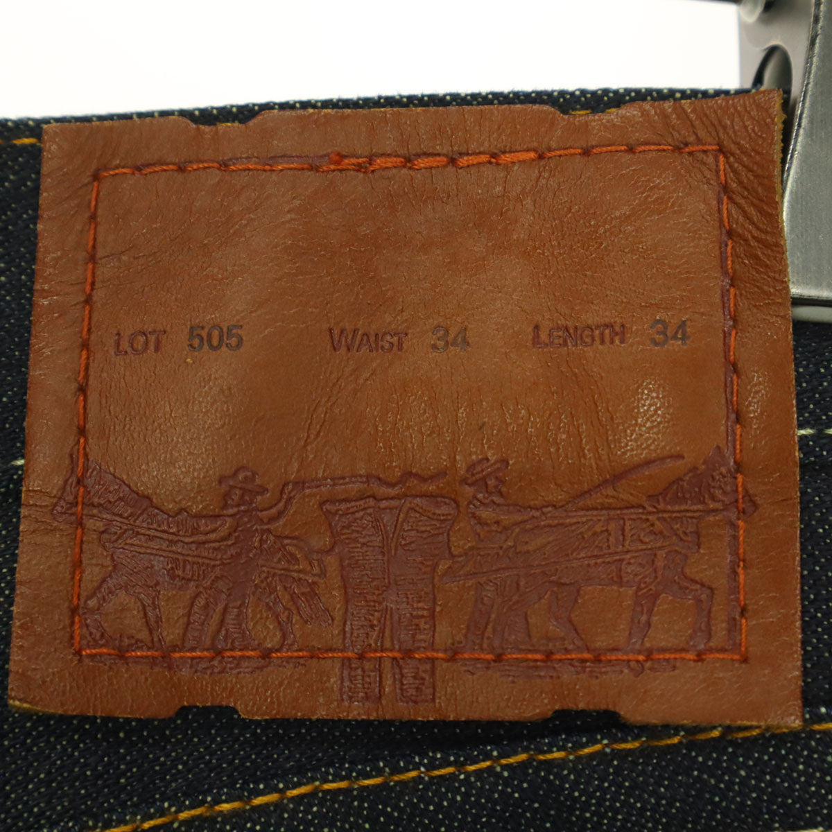 美品 LEVI'S PREMIUM リーバイスプレミアム 505 日本製 コットン ストレートデニムパンツ w34 ブルー系 メンズ