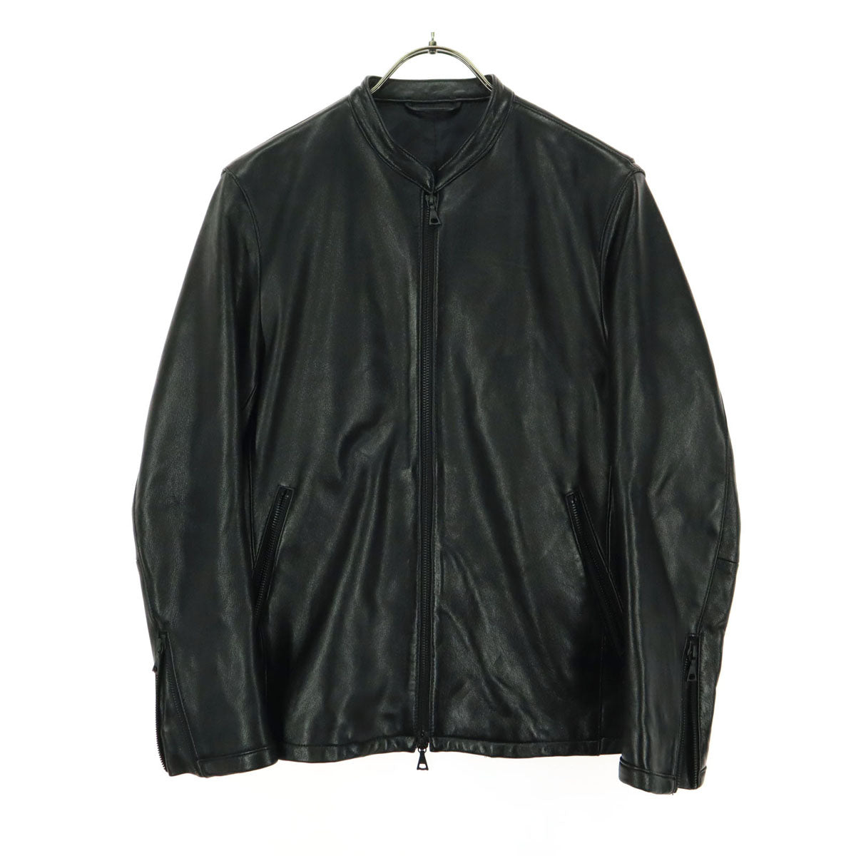 MEN'S MELROSE メンズメルローズ 長袖 レザー シングルライダースジャケット 2 ブラック 羊革 メンズ