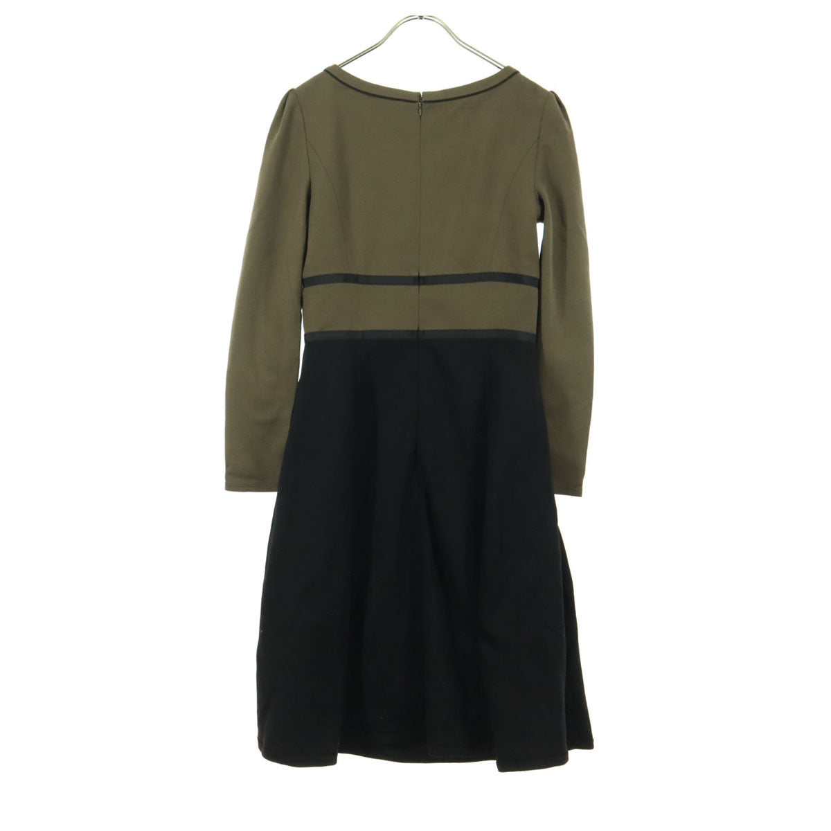 TOCCA トッカ バイカラー 長袖 膝丈ワンピース 0 ブラウン系 ブラック レディース