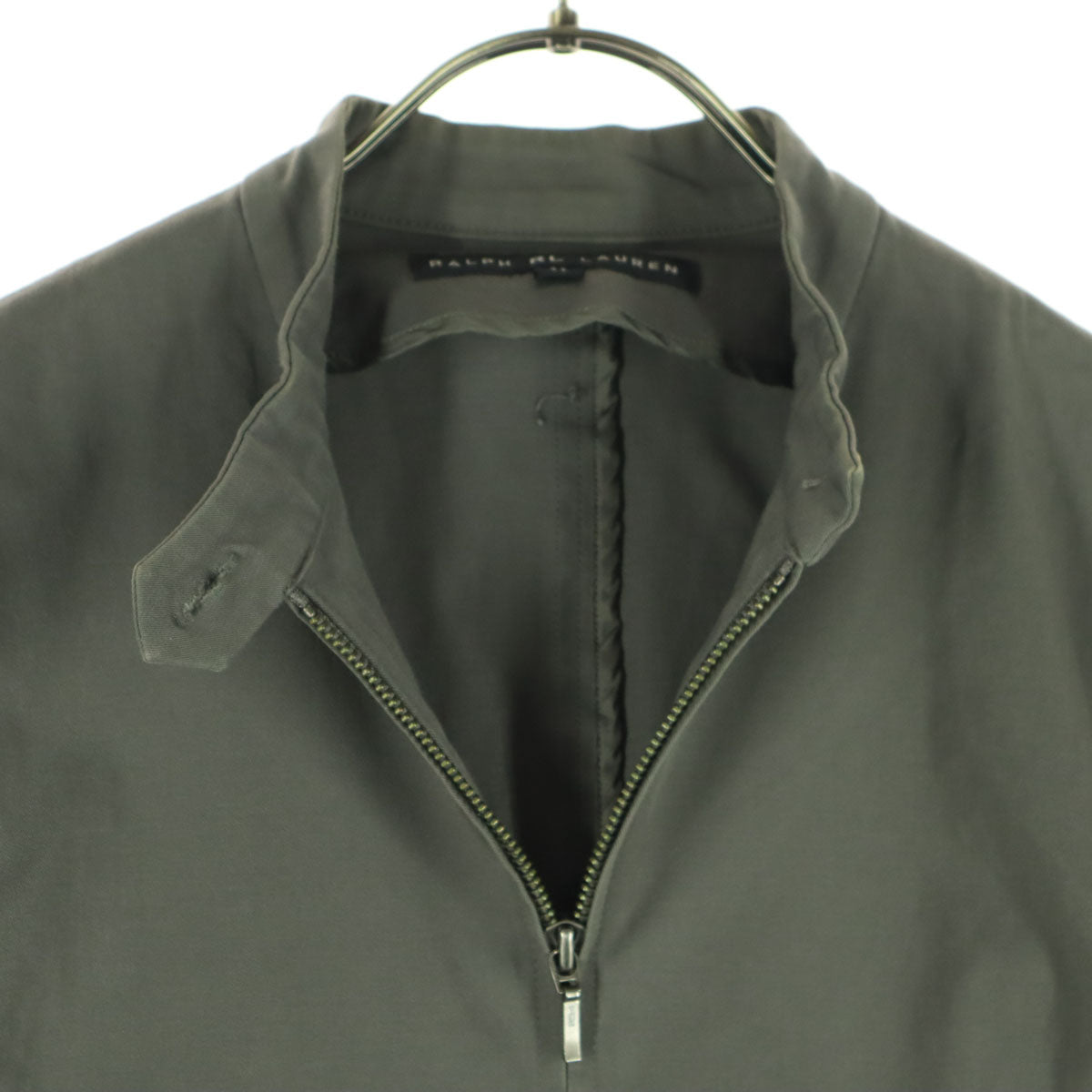 美品 RALPH LAUREN ラルフローレン 日本製 長袖 ショート丈 シングルライダースジャケット 11 グレー レディース