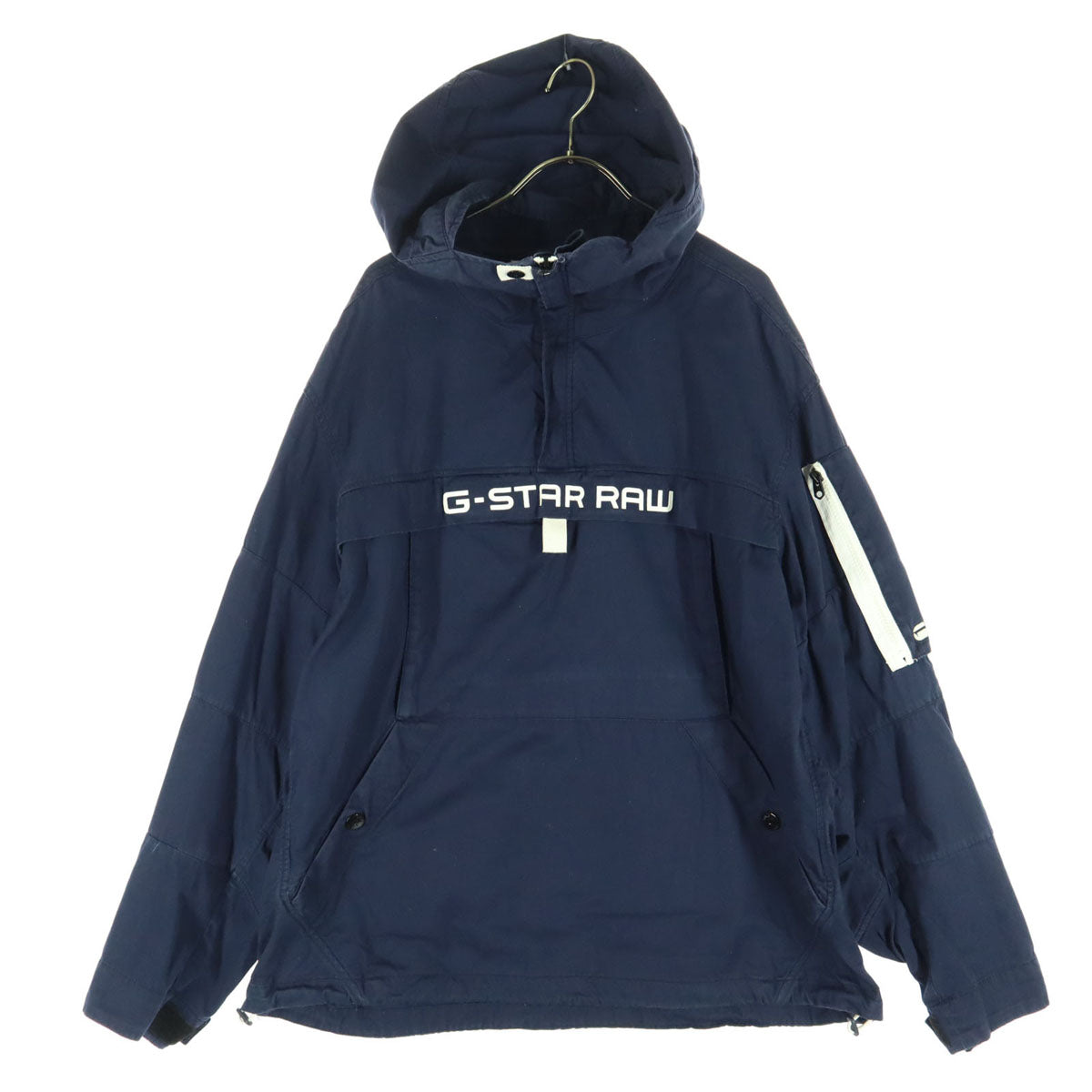 G-STAR RAW ジースターロウ ロゴプリント コットン プルオーバー ジャケット M ネイビー メンズ