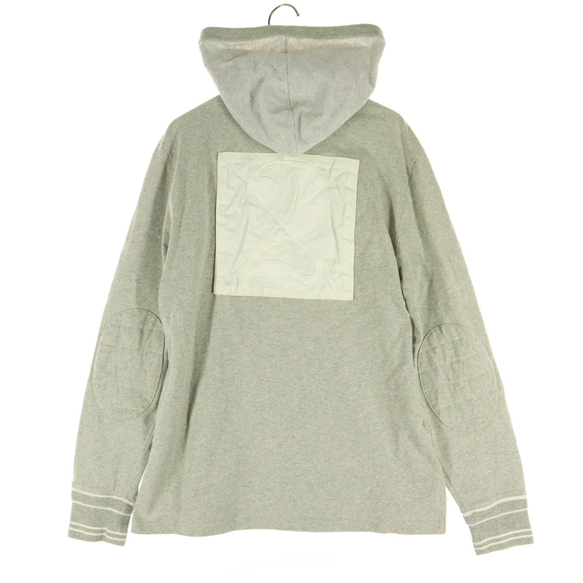 Polo by Ralph Lauren ポロバイラルフローレン コットン ワッペン 長袖 フード付き ラガーシャツ M グレー メンズ