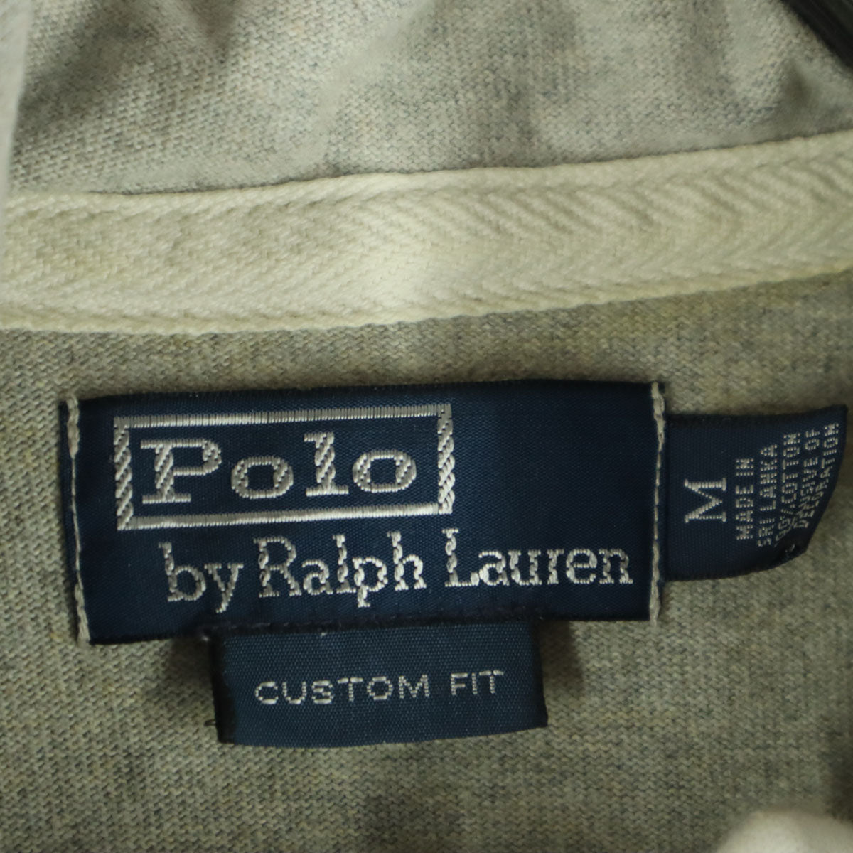 Polo by Ralph Lauren ポロバイラルフローレン コットン ワッペン 長袖 フード付き ラガーシャツ M グレー メンズ