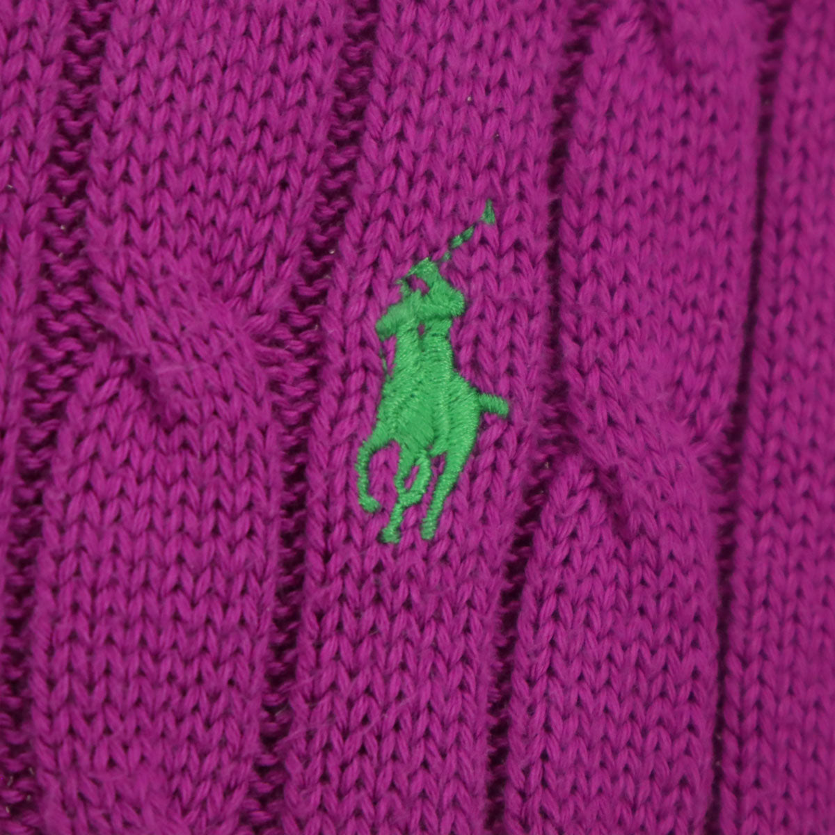 美品 POLO RALPH LAUREN ポロラルフローレン ワンポイントロゴ 長袖 ケーブル編み コットン ニット S ピンク系 フィッシャーマン レディース