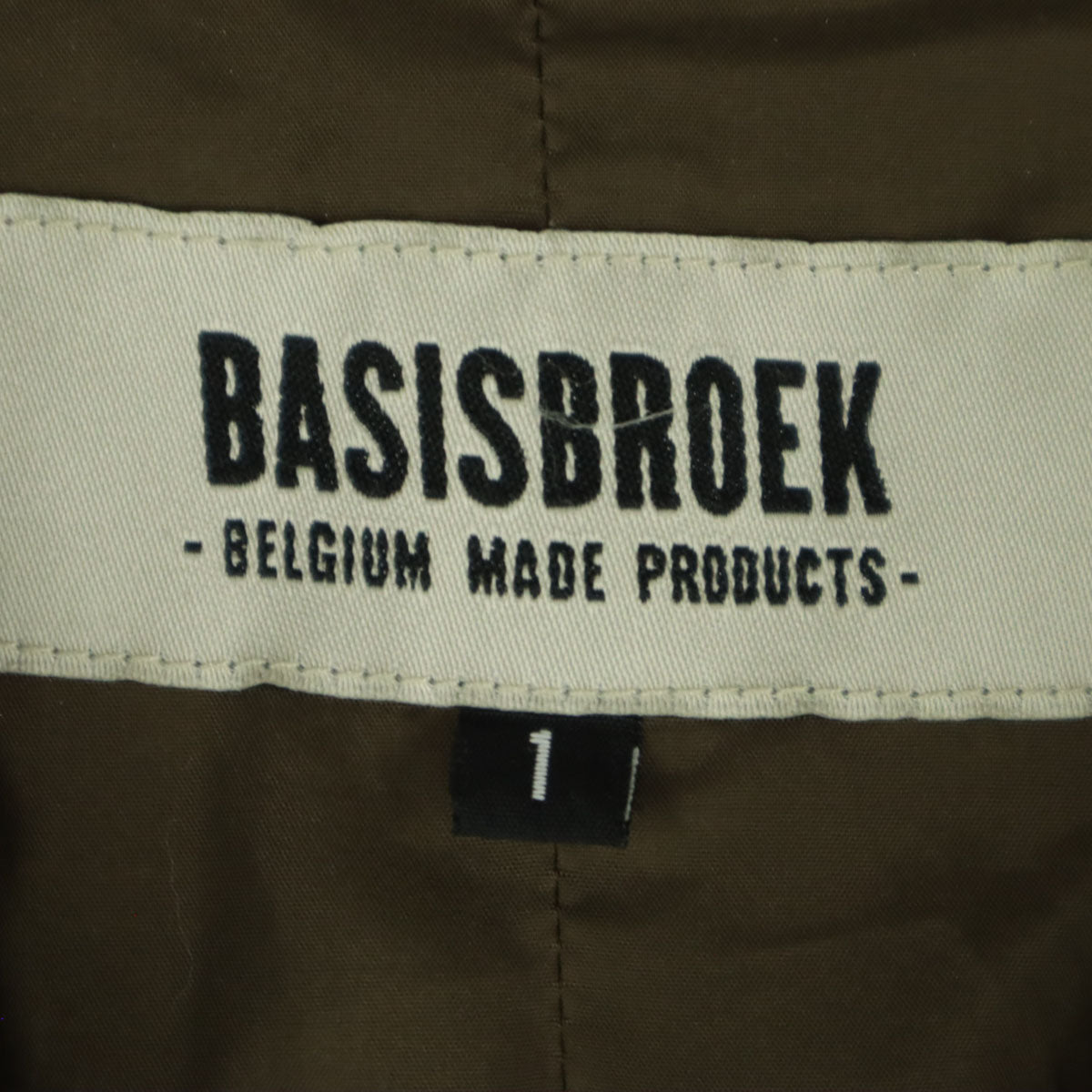 BASISBROEK バージスブルック ベルギー製 千鳥格子柄 長袖 ミリタリー風 コート 1 ブラウン系 メンズ