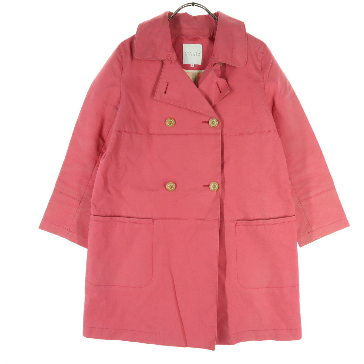 MACKINTOSH PHILOSOPHY マッキントッシュフィロソフィー コットン 日本製 長袖 ダブルブレスト チェスターコート 38 ピンク レディース