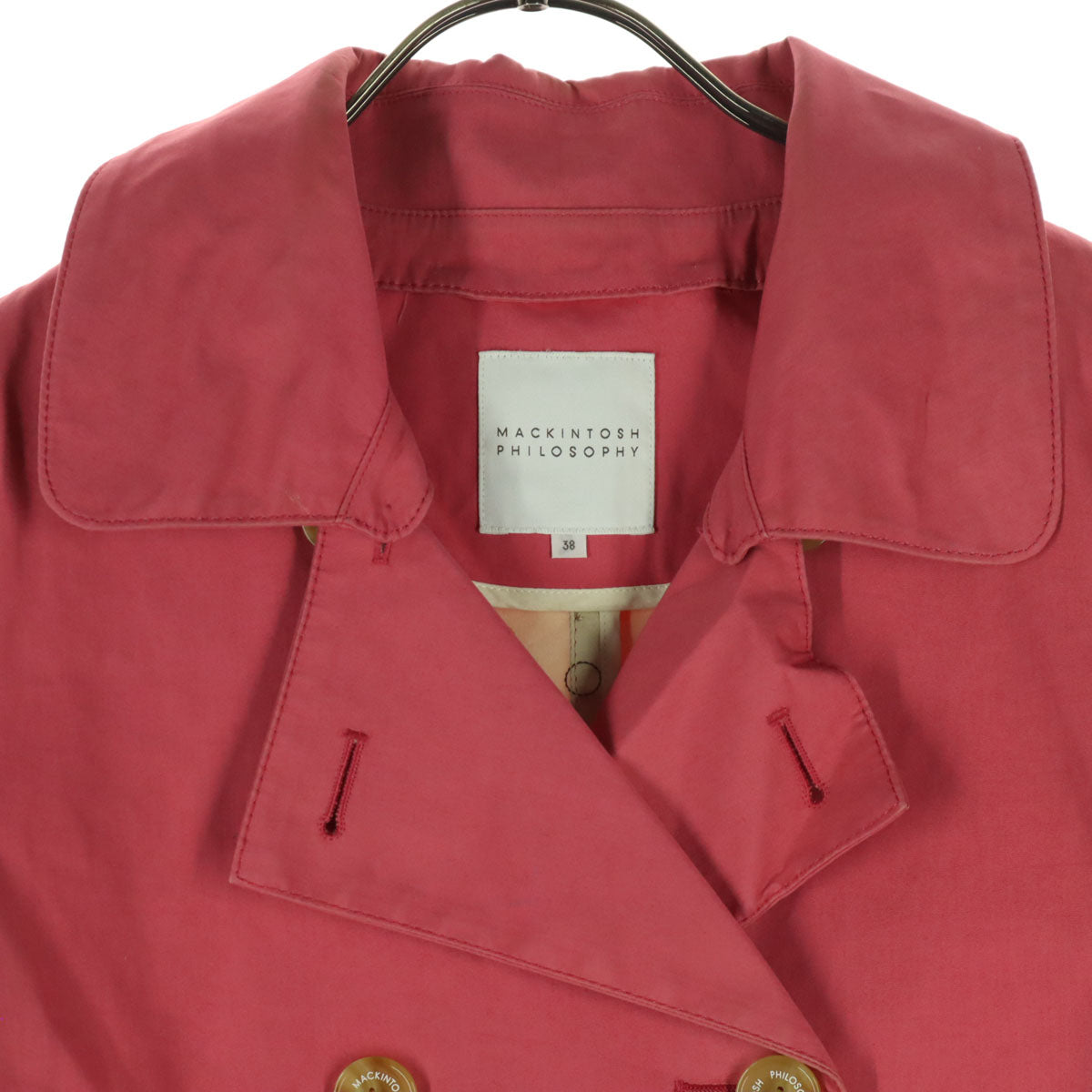 MACKINTOSH PHILOSOPHY マッキントッシュフィロソフィー コットン 日本製 長袖 ダブルブレスト チェスターコート 38 ピンク レディース
