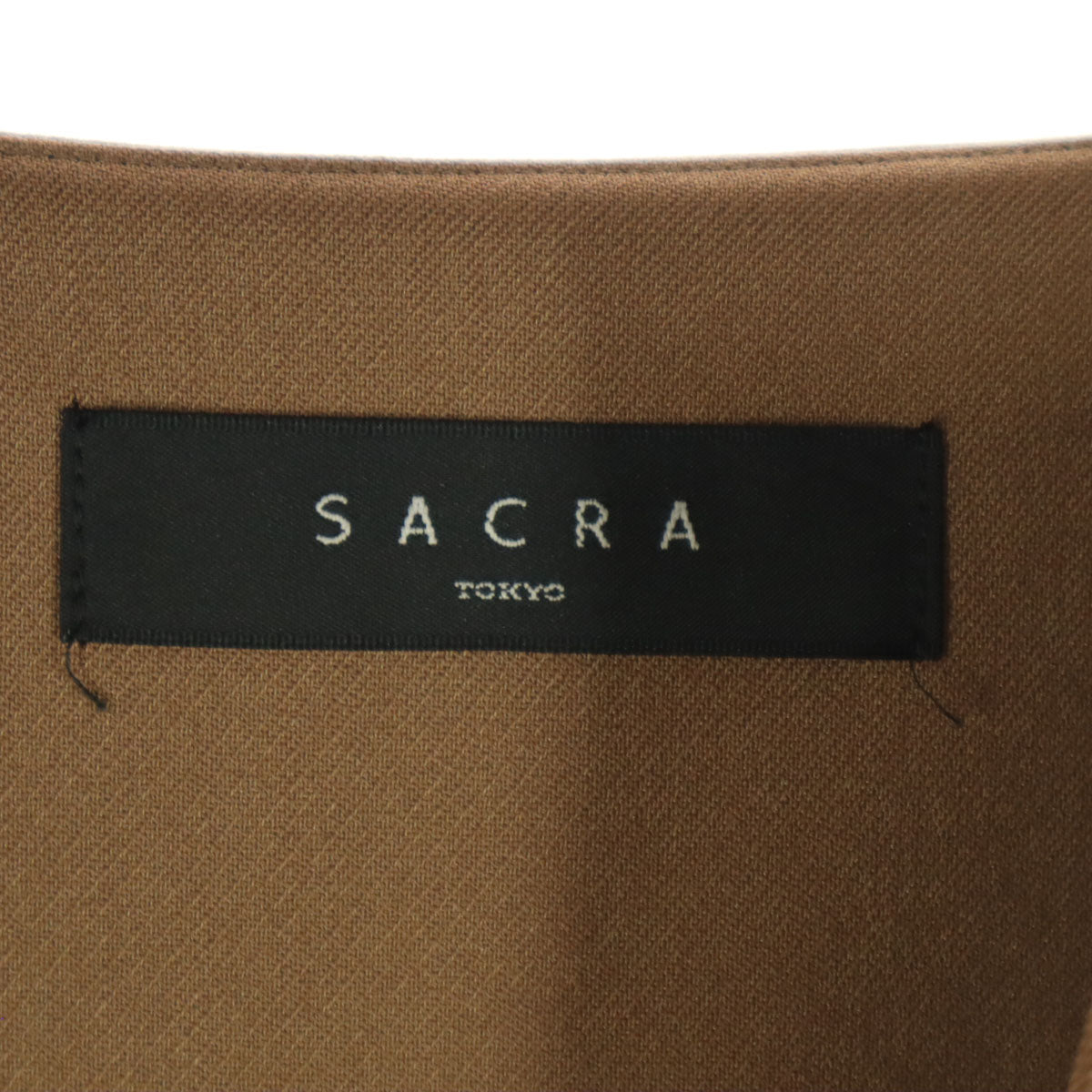 sacra サクラ 日本製 7分袖 ロングワンピース 38 ブラウン レディース