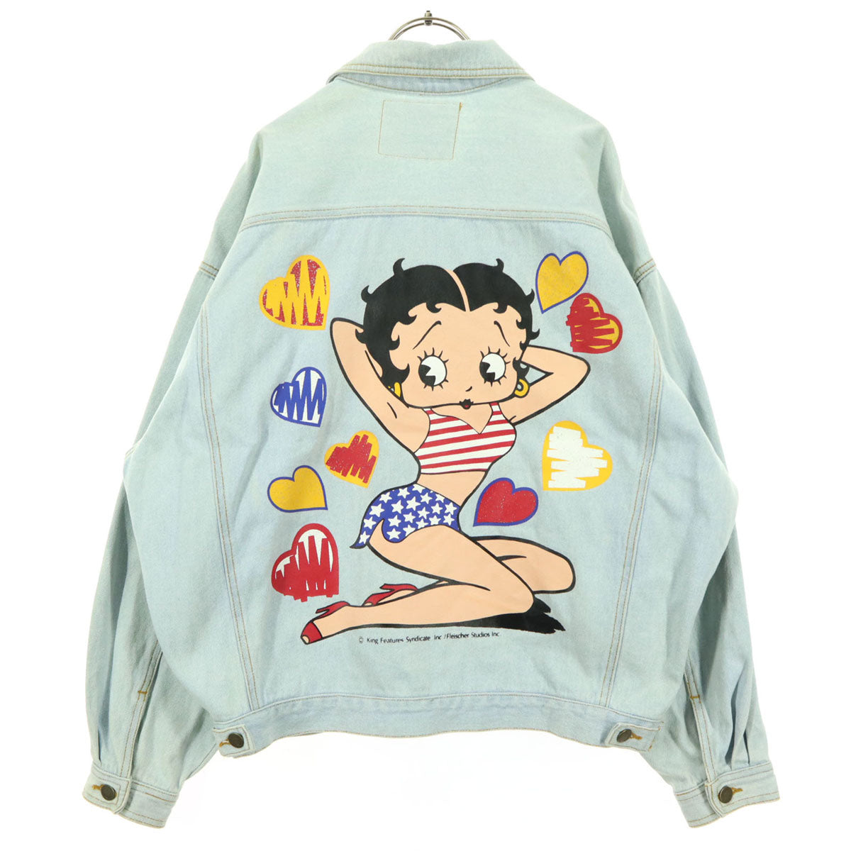BETTY BOOP ベティブープ 90s オールド バックプリント柄 長袖 デニムジャケット ブルー メンズ