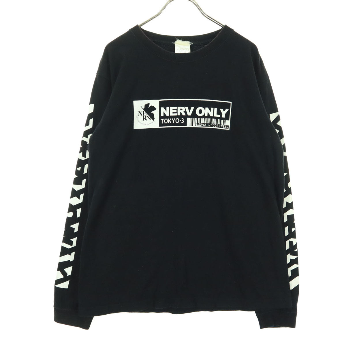 EVANGELION エヴァンゲリオン コットン ロゴプリント 長袖 Tシャツ M ブラック メンズ