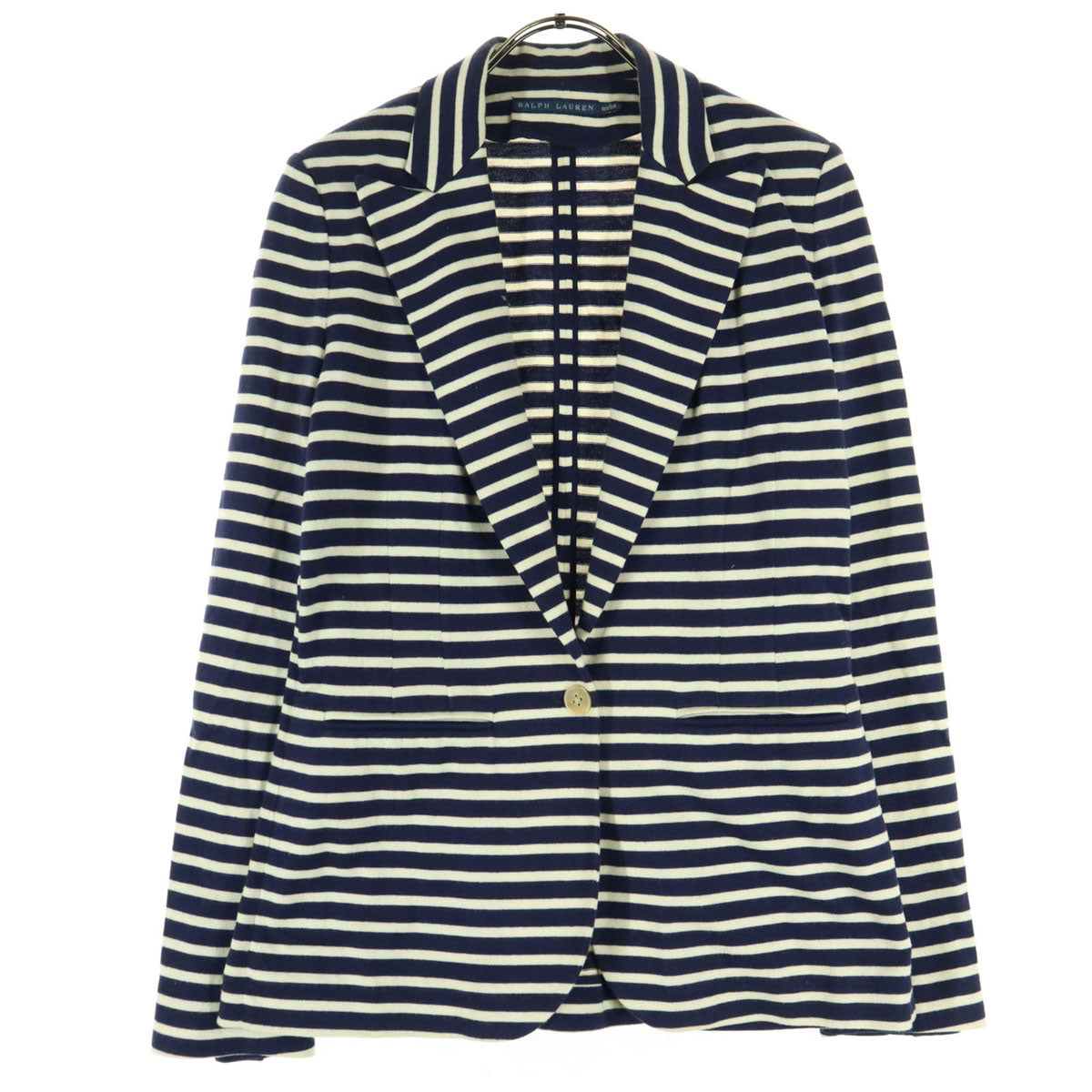 RALPH LAUREN ラルフローレン ボーダー柄 長袖 テーラードジャケット S ネイビー レディース