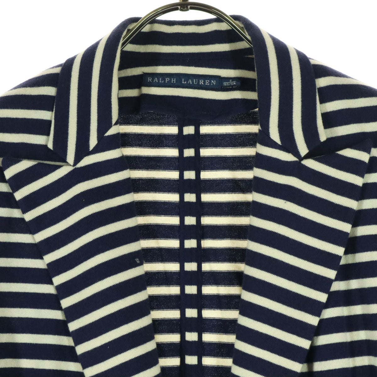 RALPH LAUREN ラルフローレン ボーダー柄 長袖 テーラードジャケット S ネイビー レディース