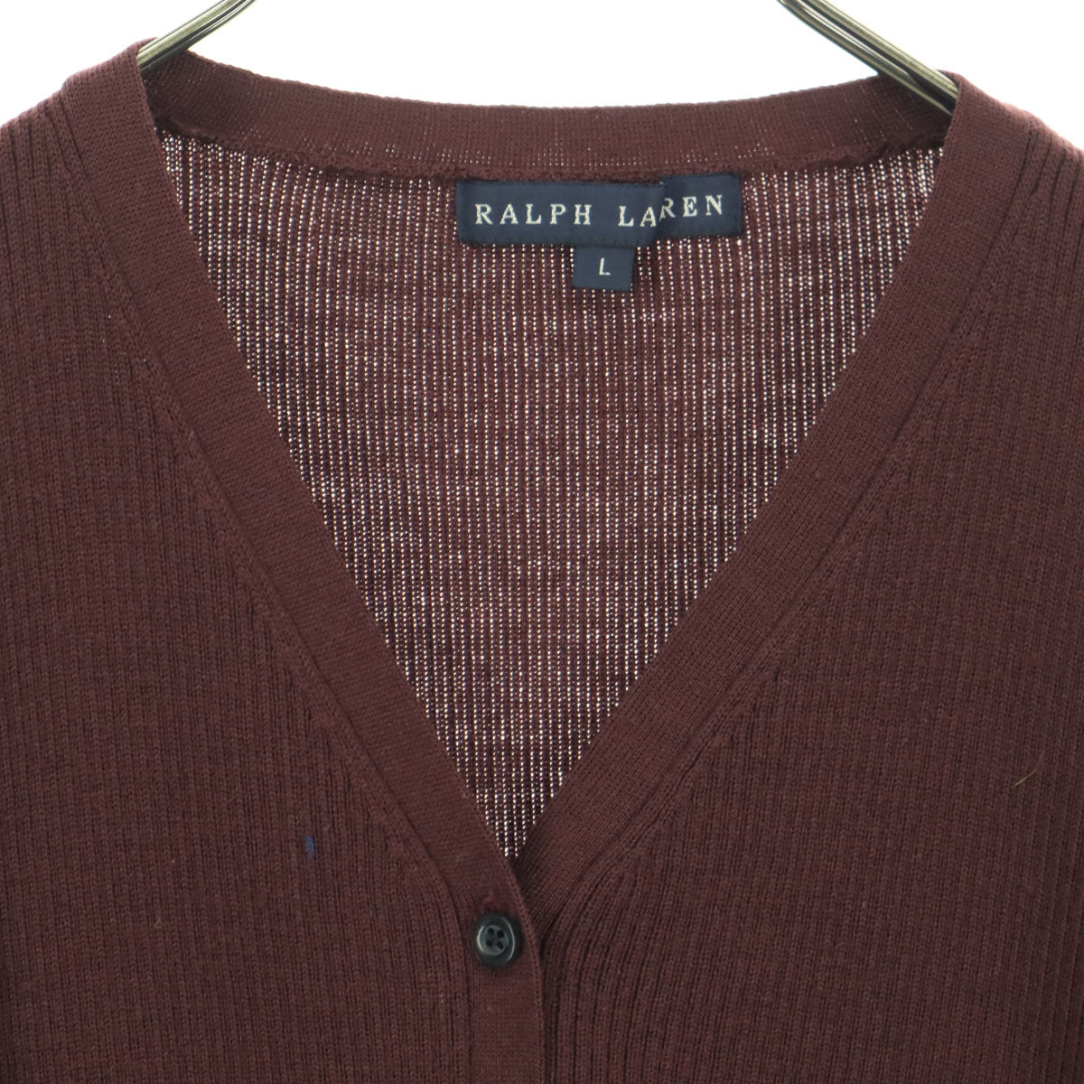 RALPH LAUREN ラルフローレン 長袖 ウール ニットカーディガン L ワインレッド系 レディース