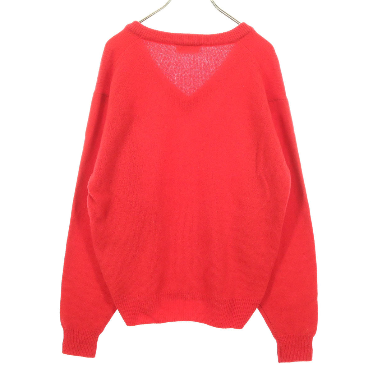 CHEMISE LACOSTE シュミーズラコステ 90s オールド ロゴワッペン 長袖 Vネック ウール セーター 2 レッド メンズ