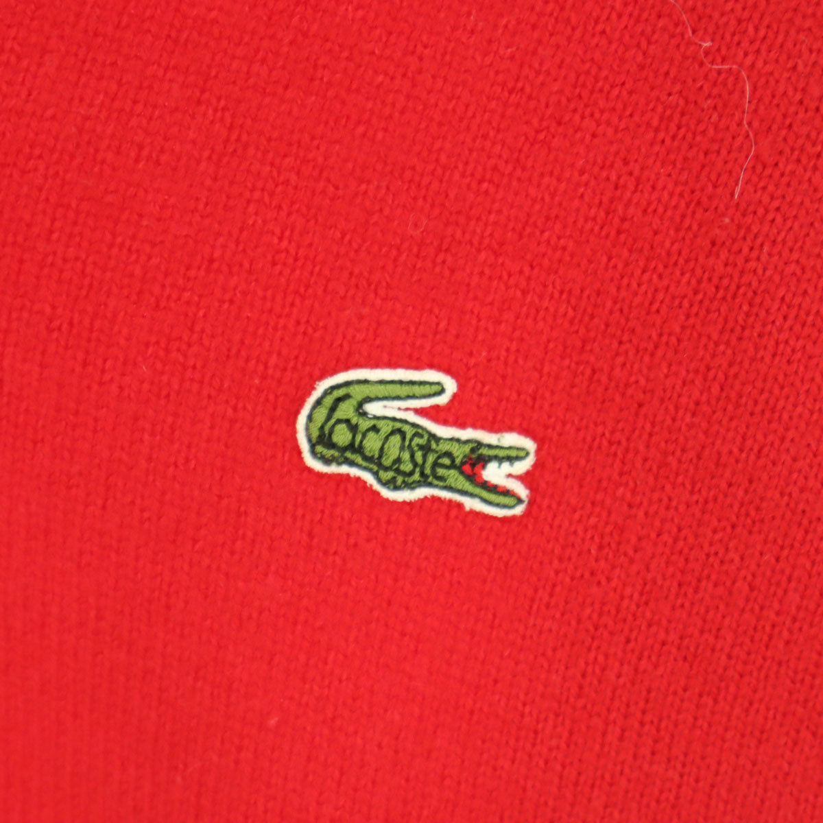 CHEMISE LACOSTE シュミーズラコステ 90s オールド ロゴワッペン 長袖 Vネック ウール セーター 2 レッド メンズ