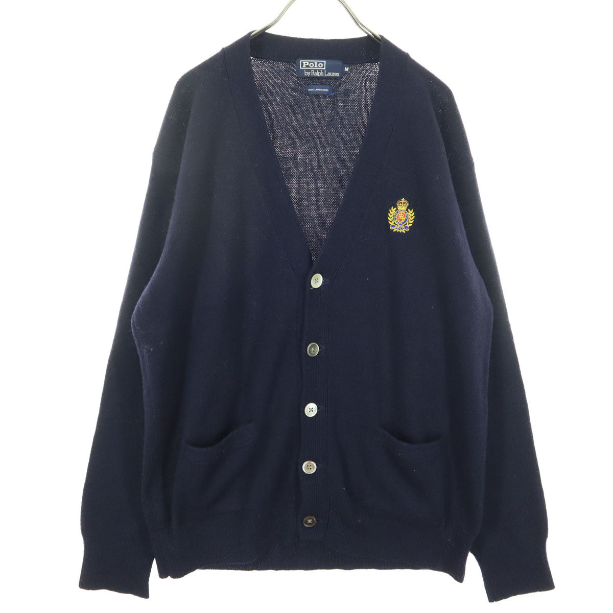 Polo by Ralph Lauren ポロバイラルフローレン ウール ロゴ刺繍 長袖 ニットカーディガン M ネイビー系 メンズ