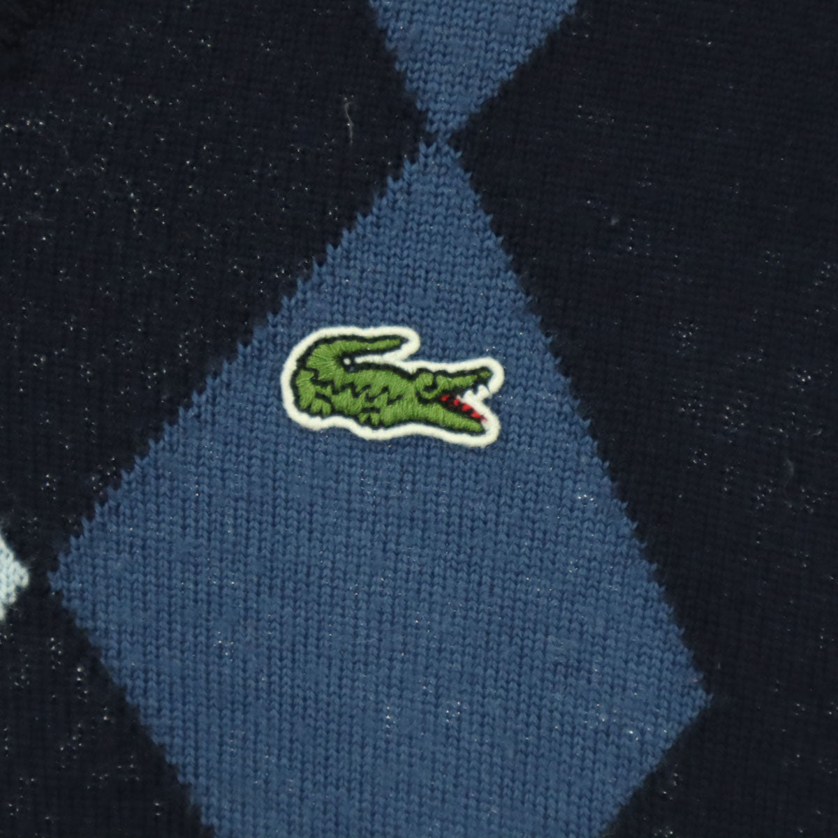 LACOSTE ラコステ ワンポイントロゴ アーガイル柄 長袖 Vネック セーター 3 ネイビー メンズ