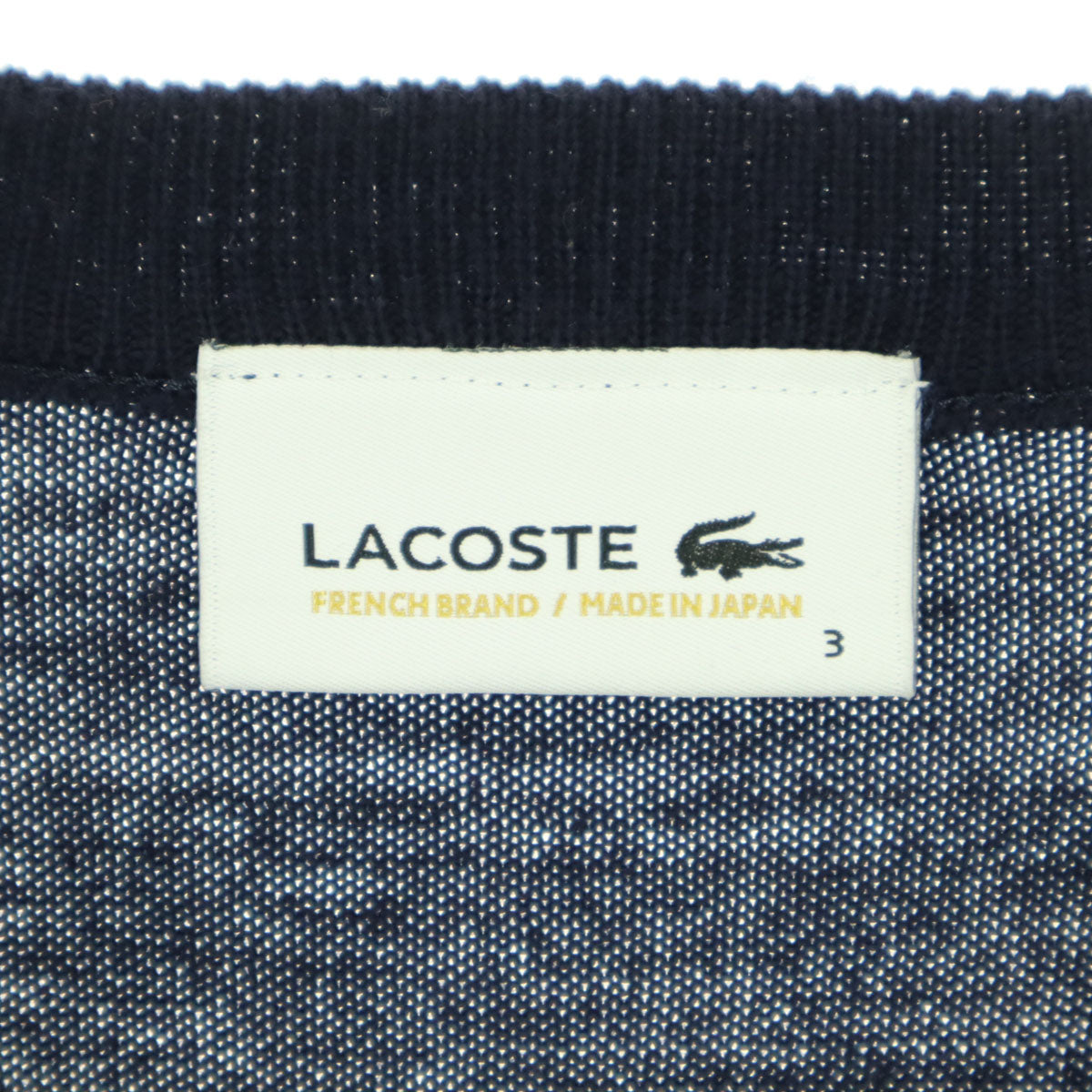LACOSTE ラコステ ワンポイントロゴ アーガイル柄 長袖 Vネック セーター 3 ネイビー メンズ