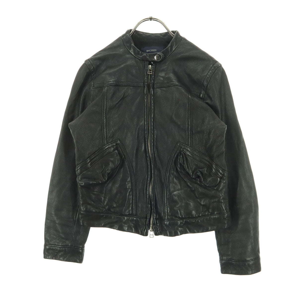 MACPHEE マカフィー 長袖 レザー シングルライダースジャケット 38 ブラック 羊革 レディース