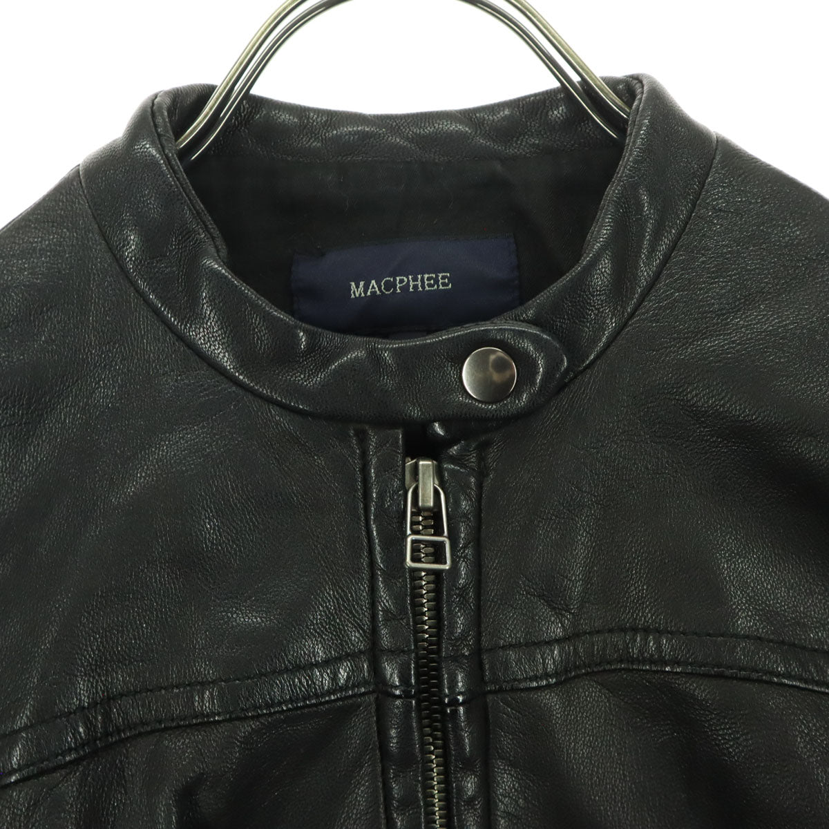 MACPHEE マカフィー 長袖 レザー シングルライダースジャケット 38 ブラック 羊革 レディース