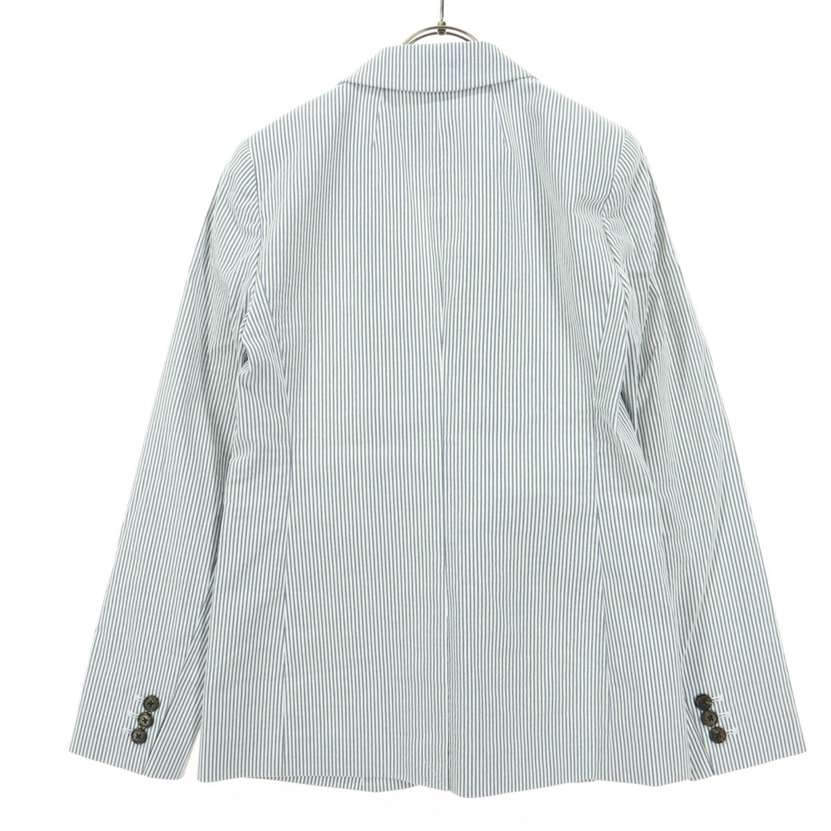 未使用 J.CREW ジェイクルー ストライプ柄 バイカラー 長袖 テーラードジャケット 2 ブルー系 レディース