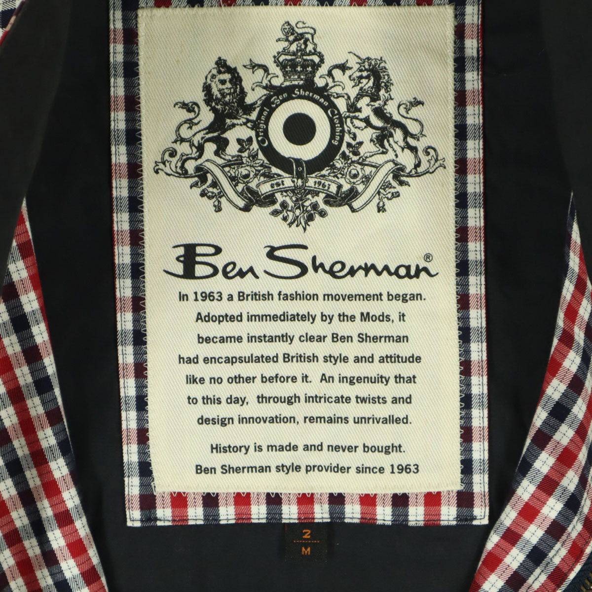 Ben Sherman ベンシャーマン コットン チェック柄 マルチカラー 長袖 スウィングトップ M ネイビー系 メンズ