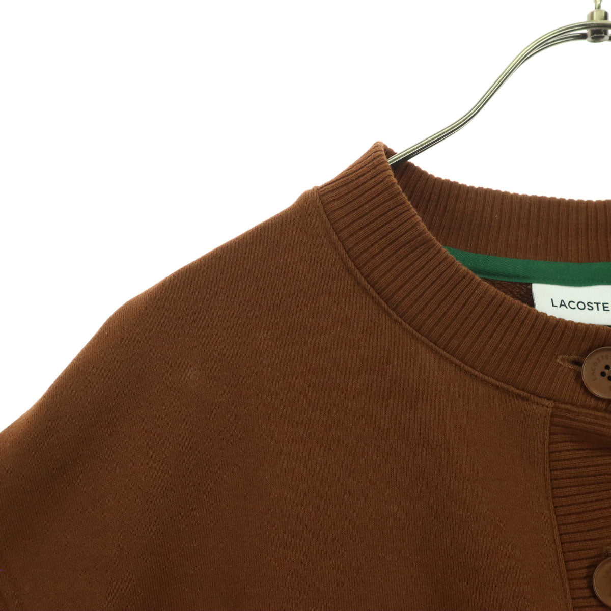 LACOSTE ラコステ ワンポイントロゴ 長袖 ドルマンスリーブ クルーネック スウェット カーディガン 36 ブラウン レディース