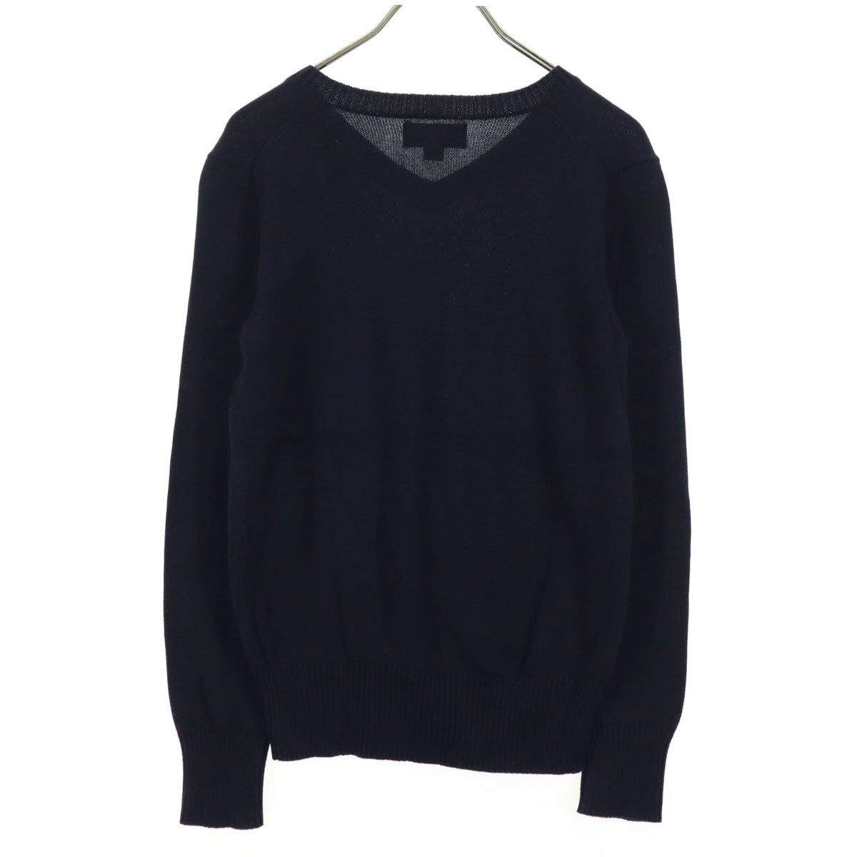 美品 POLO RALPH LAUREN ポロラルフローレン ワンポイントロゴ 長袖 Vネック コットン ニット 150 ネイビー キッズ