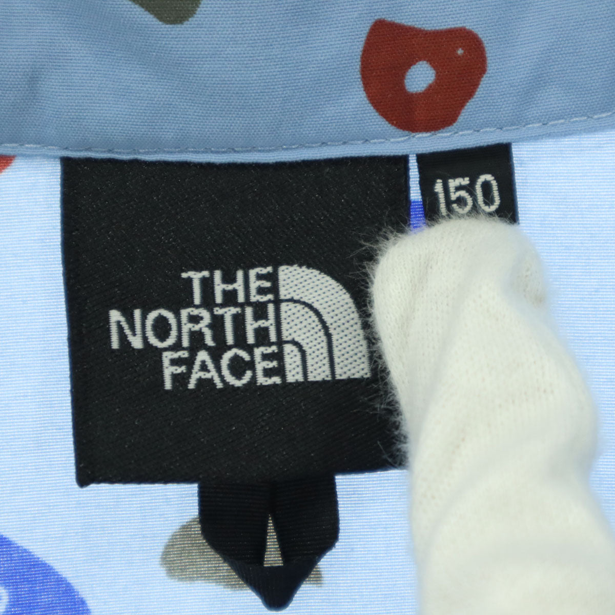 THE NORTH FACE ザノースフェイス NPJ21811 総柄 長袖 ノベルティーコンパクト ナイロンジャケット 150 ライトブルー アウトドア キッズ