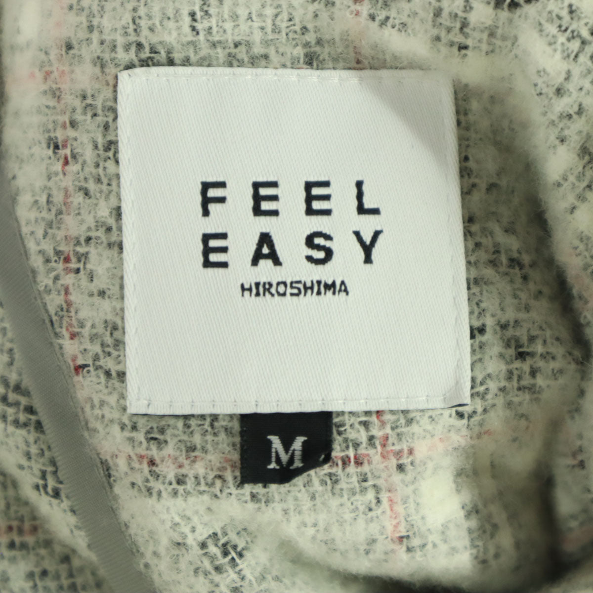 FEEL EASY フィールイージー 日本製 チェック柄 長袖 テーラードジャケット M ライトグレー メンズ