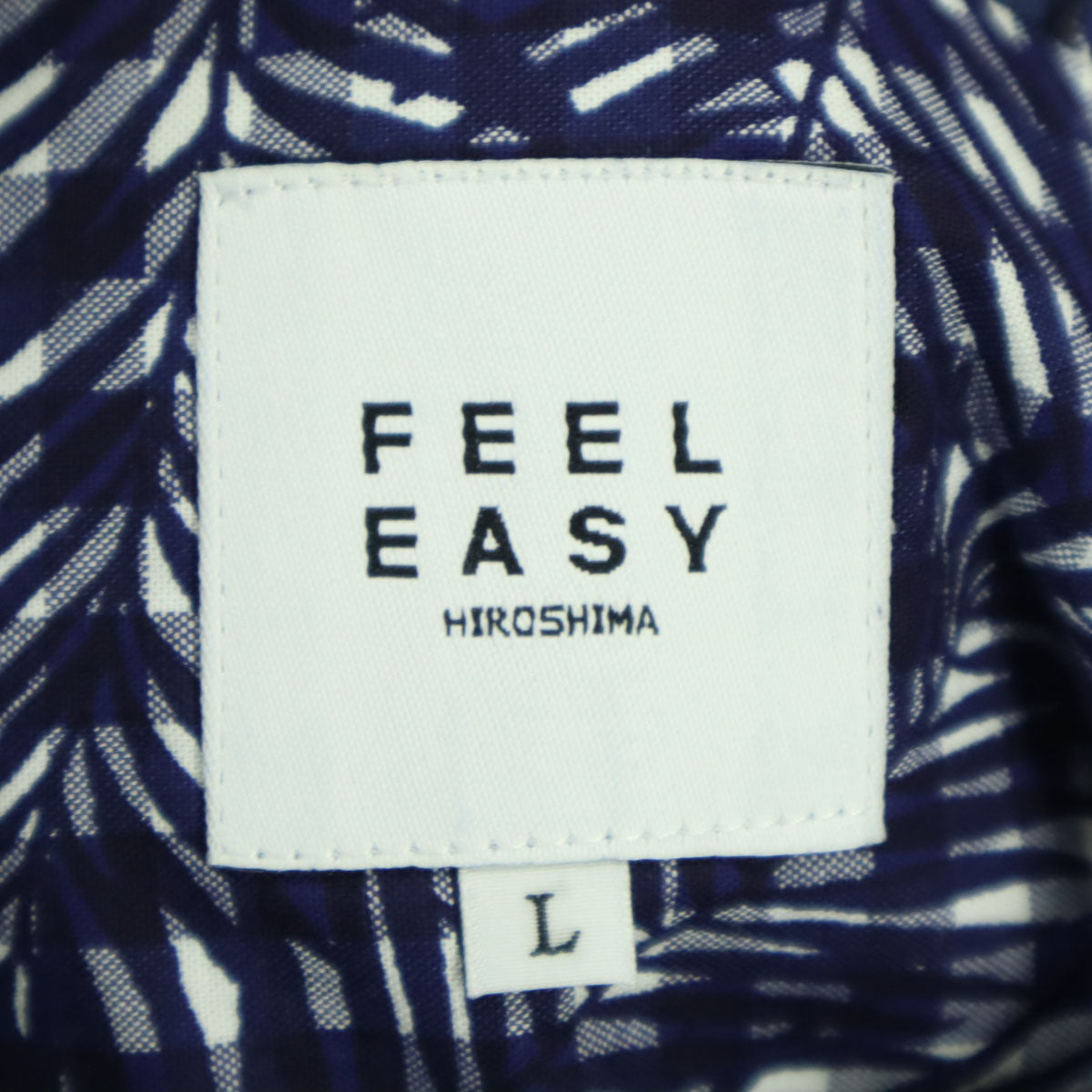 未使用 FEEL EASY フィールイージー 日本製 アロハプリント 長袖 テーラードジャケット L ネイビー メンズ