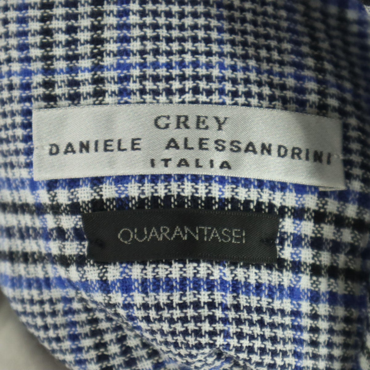 未使用 GREY DANIELE ALESSANDRINI グレーダニエレアレッサンドリーニ チェック柄 長袖 テーラードジャケット 46 ブルー メンズ