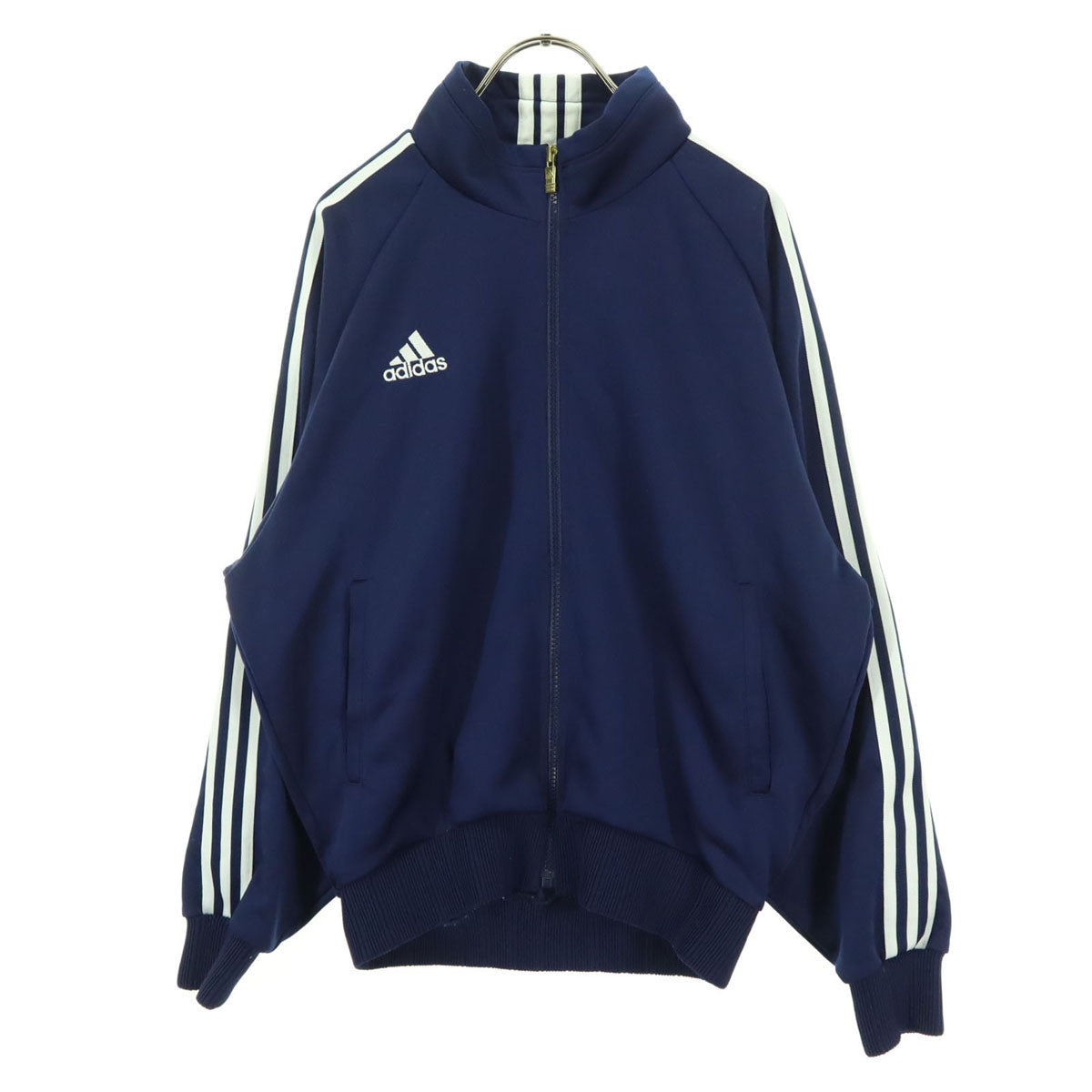 adidas アディダス 90s オールド ワンポイントロゴ 長袖 トラックジャケット M ネイビー ジャージ デサント社製 メンズ
