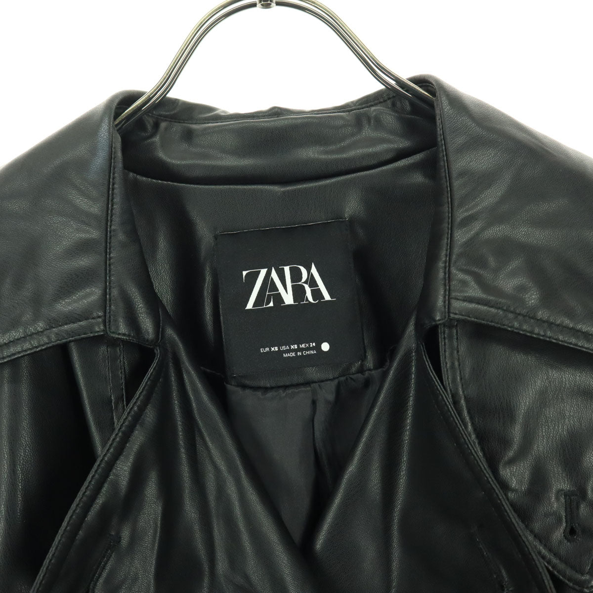 ZARA ザラ 長袖 レザーコート XS ブラック レディース