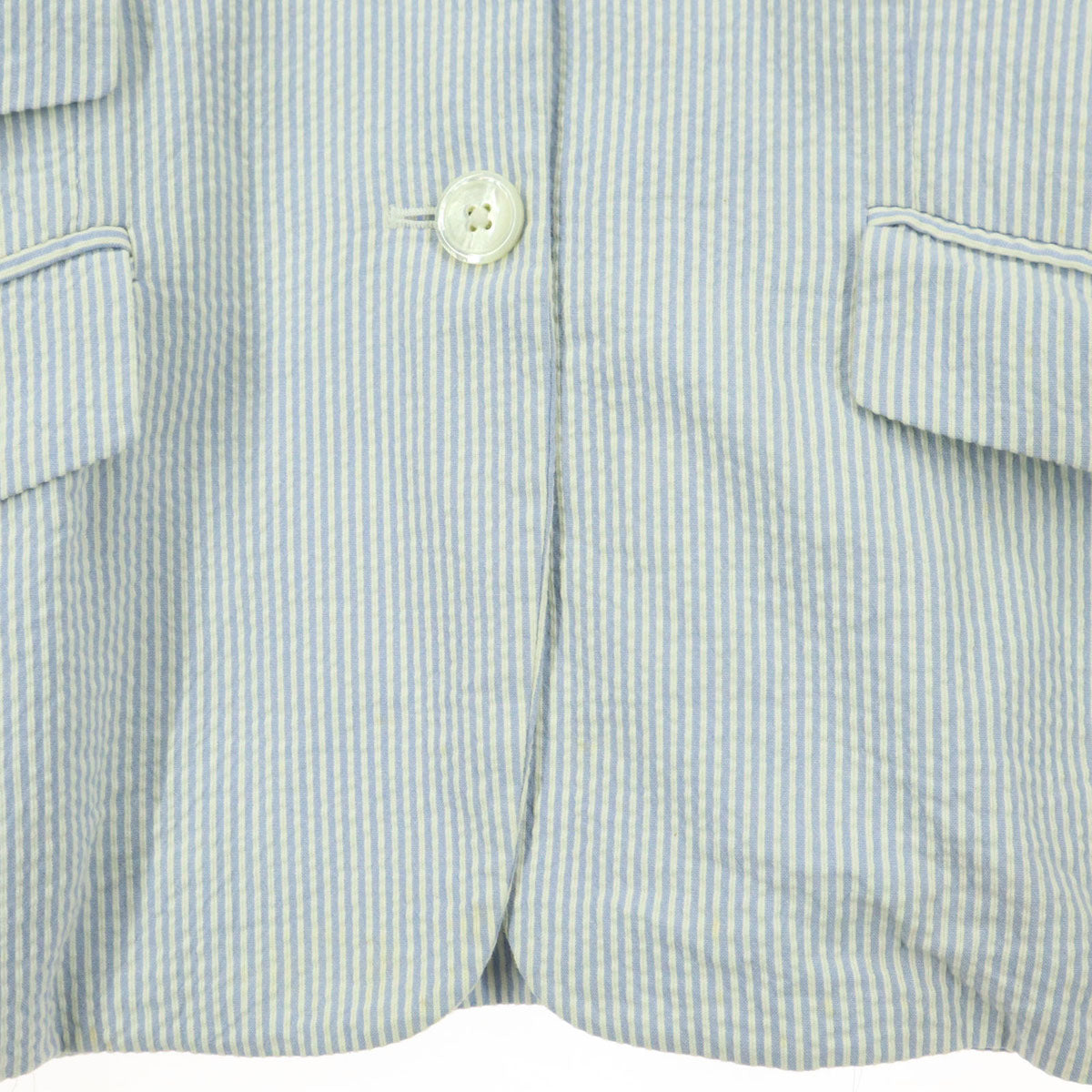 RALPH LAUREN ラルフローレン 日本製 ストライプ柄 長袖 テーラードジャケット 9 ライトブルー レディース
