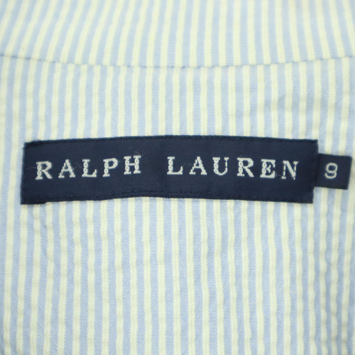 RALPH LAUREN ラルフローレン 日本製 ストライプ柄 長袖 テーラードジャケット 9 ライトブルー レディース